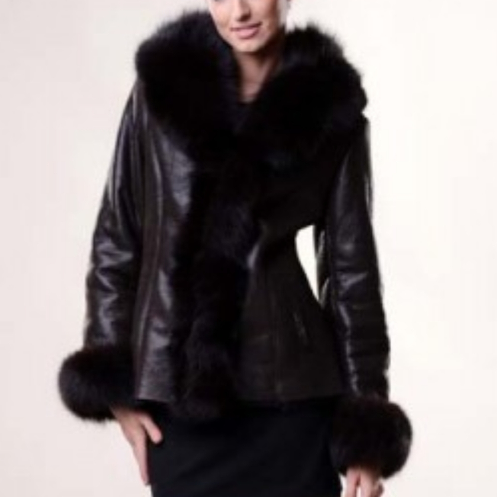Leather/Renard Fox Jacket Size 12 Never Worn,